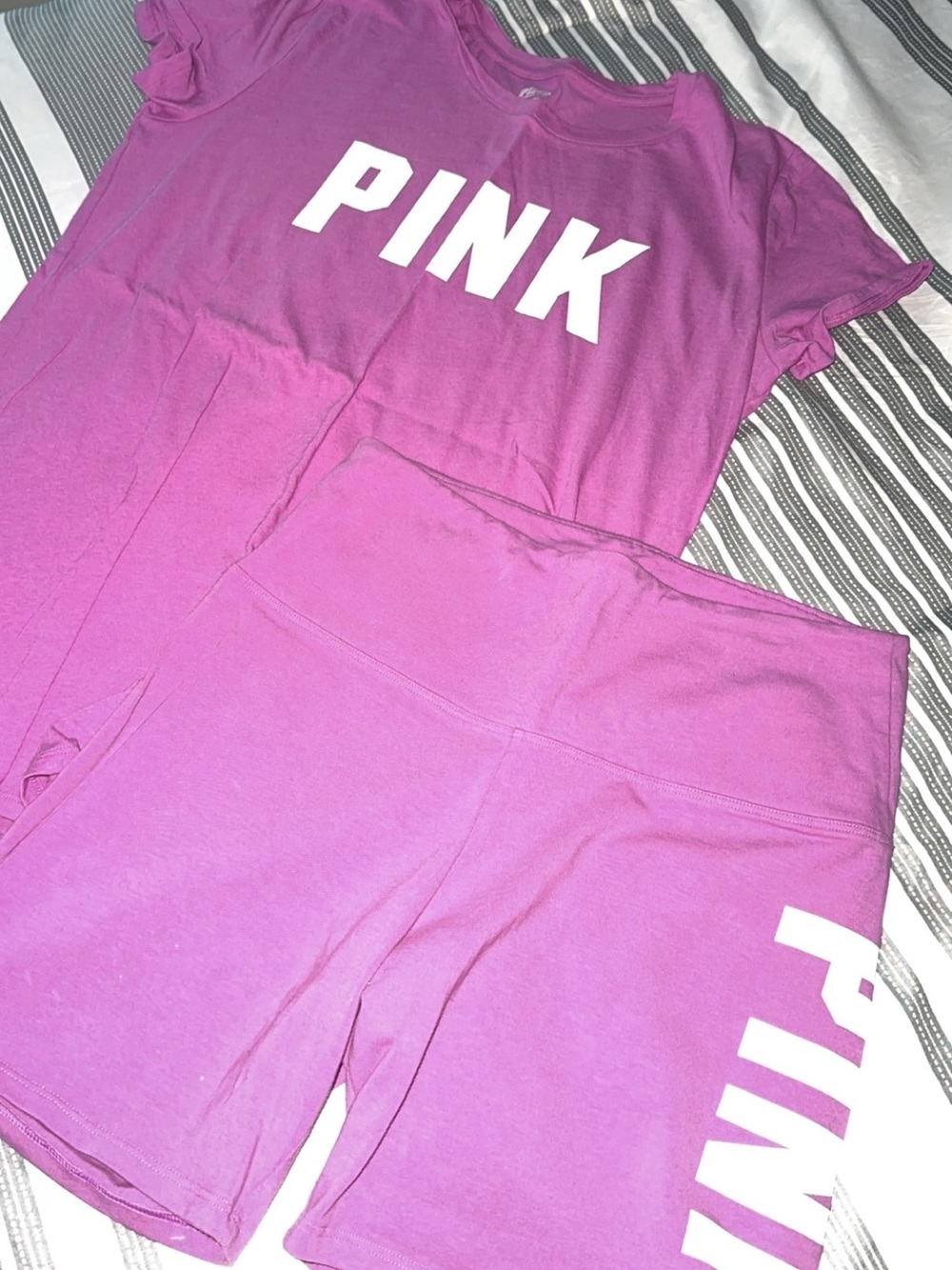 PINK Victoria's Secret Magenta High-Rise Bike Shorts with Logo